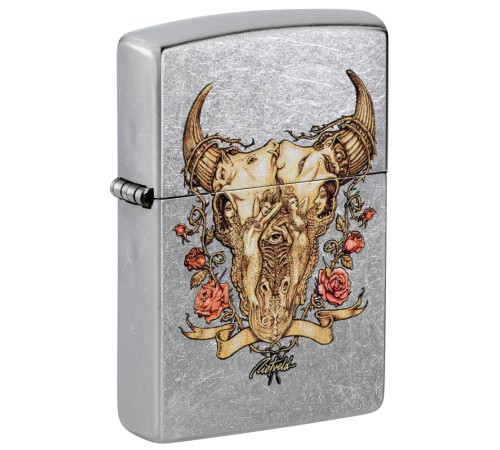 Зажигалка ZIPPO Rick Rietveld с покрытием Street Chrome, латунь/сталь, серебристая, 38x13x57 мм