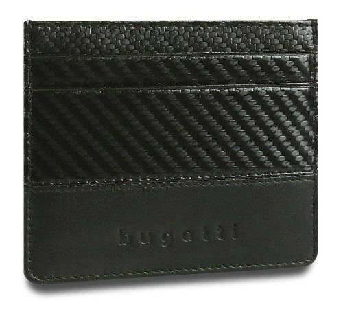 Портмоне для кредитных карт BUGATTI КОМЕТА | COMET, с защитой данных RFID, черное, натуральная воловья кожа, 10,2х0,2х8,2 см