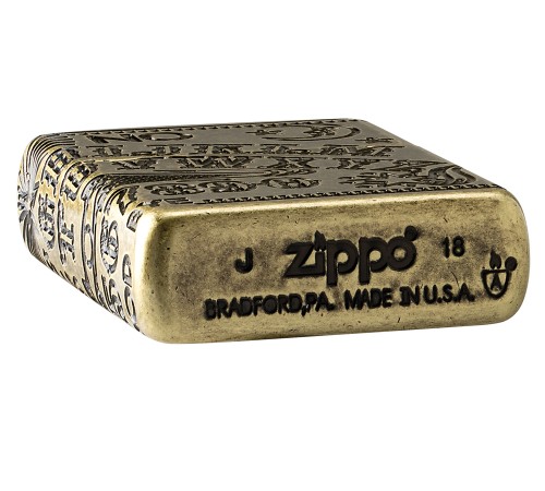 Зажигалка ZIPPO Armor™ с покрытием Antique Brass, латунь/сталь, медная, матовая, 38x13x57 мм
