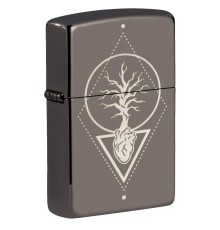 Зажигалка ZIPPO Heart of Tree с покрытием Black Ice®, латунь/сталь, чёрная, глянцевая, 38x13x57 мм