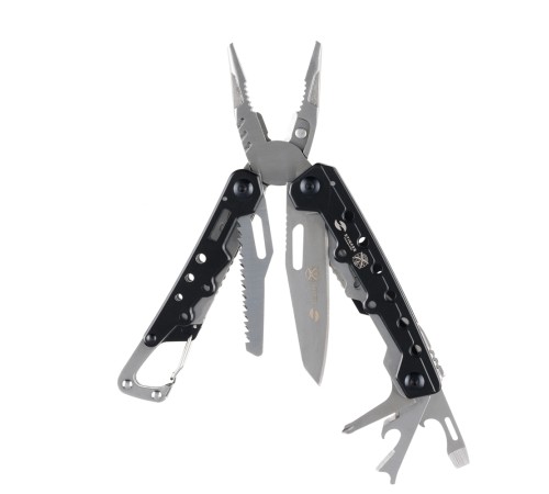 Мультитул Stinger, 105x40 мм, 12 функций, сталь, чёрно-серебристый, в комплекте нейлоновый чехол