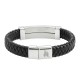 Браслет ZIPPO Steel Bar Braided Leather Bracelet, чёрный, натуральная кожа/нержавеющая сталь, 20 см