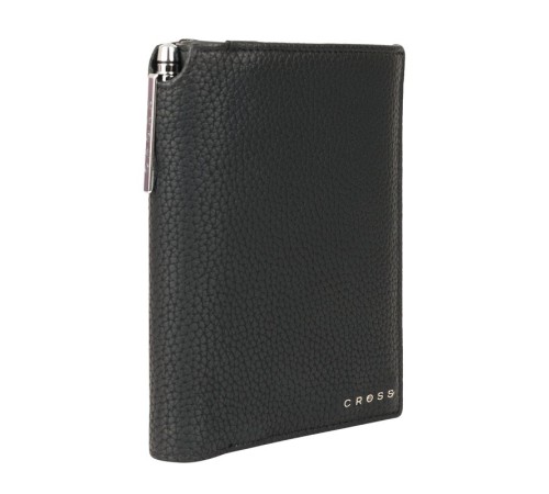 Бумажник для документов Cross Nueva Management Black, с ручкой Cross, кожа наппа, фактурная, черный