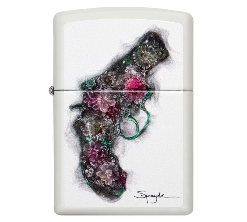 Зажигалка ZIPPO Spazuk с покрытием White Matte, латунь/сталь, белая, матовая, 38x13x57 мм