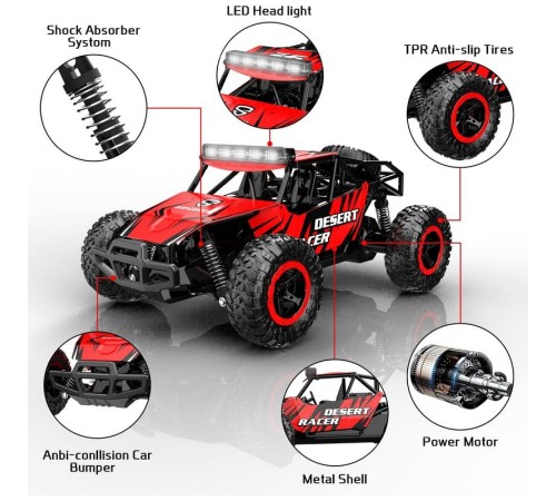 Радиоуправляемый внедорожник Volantex RC Desert King красный 4WD 2.4G 1/16 RTR