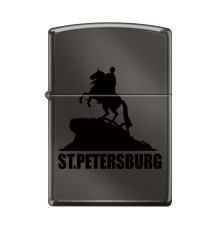 Зажигалка ZIPPO Медный всадник, с покрытием Black Ice®, латунь/сталь, чёрная, глянцевая, 38x13x57 мм
