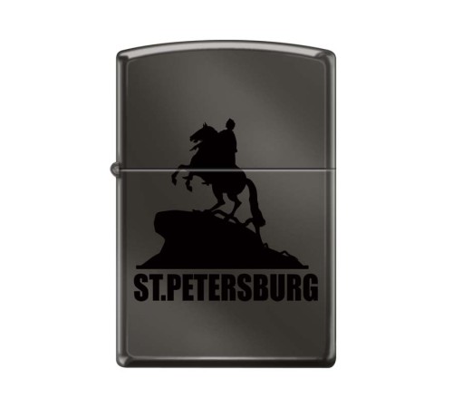 Зажигалка ZIPPO Медный всадник, с покрытием Black Ice®, латунь/сталь, чёрная, глянцевая, 38x13x57 мм