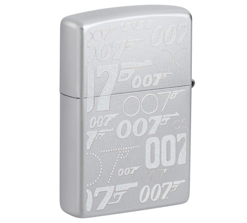 Зажигалка ZIPPO James Bond™ с покрытием Satin Chrome, латунь/сталь, серебристая, 38x13x57 мм