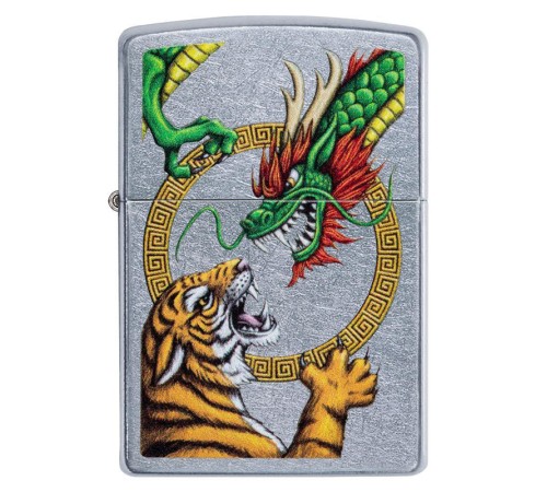 Зажигалка ZIPPO Dragon Design с покрытием Street Chrome™, латунь/сталь, серебристая, 38x13x57 мм