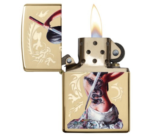 Зажигалка ZIPPO Mazzi® с покрытием High Polish Brass, латунь/сталь, золотистая, 38x13x57 мм