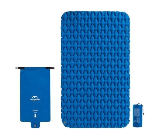 Коврик спальный Naturehike NH19Z055-P двойной  FC11 (с надувным мешком), голубой, 6927595735428