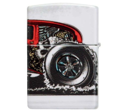 Зажигалка ZIPPO Hot Rod Design с покрытием 540 Matte, латунь/сталь, белая, матовая, 38x13x57 мм