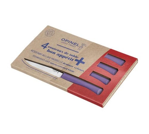 Набор столовых ножей Opinel, полимерная ручка, нерж, сталь, кор. пурпурный. 002199