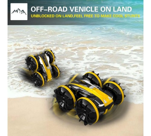 Радиоуправляемый перевертыш-амфибия Volantex RC желтый 4WD 2.4G 1/20 RTR