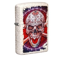 Зажигалка ZIPPO Skull Design с покрытием Mercury Glass, латунь/сталь, белая, 38x13x57 мм