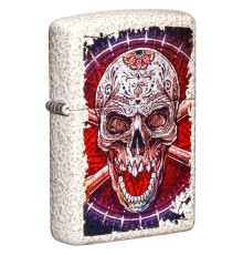 Зажигалка ZIPPO Skull Design с покрытием Mercury Glass, латунь/сталь, белая, 38x13x57 мм
