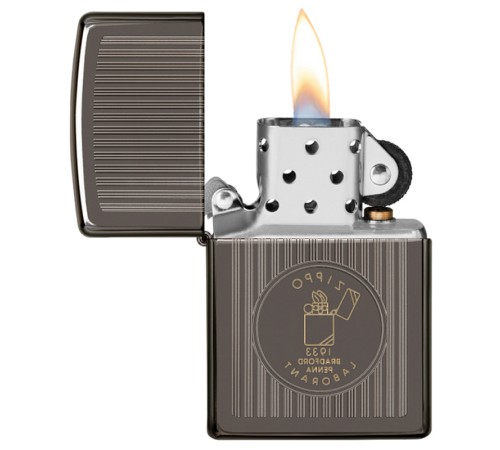 Зажигалка ZIPPO Founder's Day с покрытием Black Ice®, латунь/сталь, чёрная, глянцевая, 38x13x57 мм