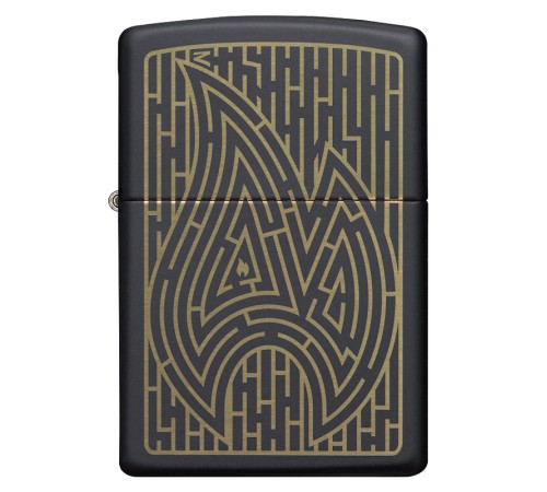 Зажигалка ZIPPO Zippo Maze с покрытием Black Matte, латунь/сталь, чёрная, матовая, 38x13x57 мм