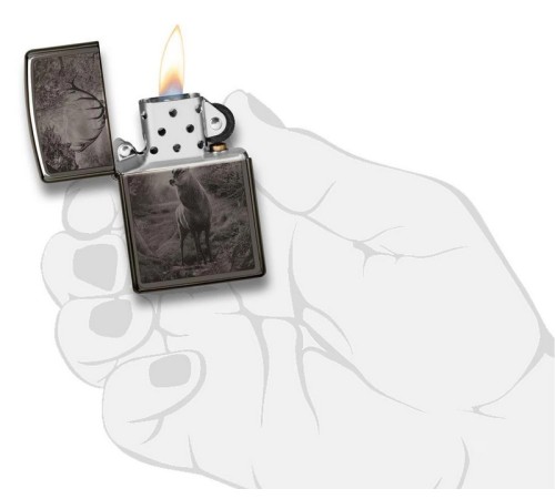 Зажигалка ZIPPO Classic с покрытием Black Ice®, латунь/сталь, чёрная, глянцевая, 38x13x57 мм