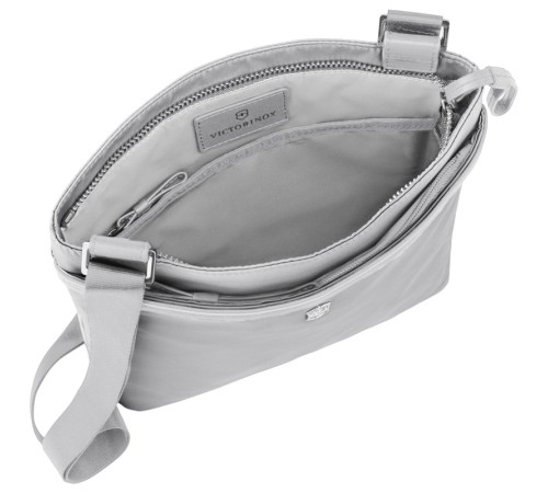 Сумка VICTORINOX Victoria Affinity, серебристая, нейлон/кожа/микрозамша, 25x4x27 см, 3 л