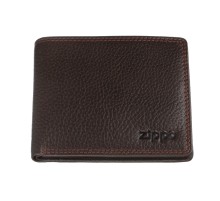Портмоне ZIPPO, коричневое, натуральная кожа, 10,8×2,5×8,6 см