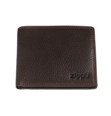 Портмоне ZIPPO, коричневое, натуральная кожа, 10,8×2,5×8,6 см