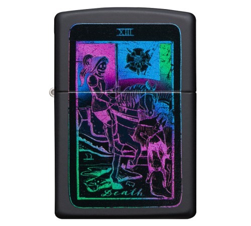 Зажигалка ZIPPO Tarot Card с покрытием Black Matte, латунь/сталь, чёрная, матовая, 38x13x57 мм