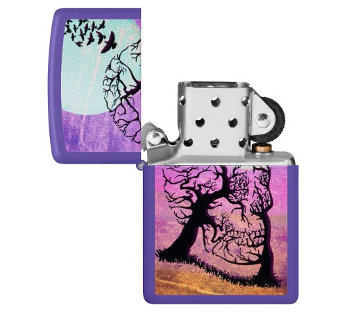 Зажигалка ZIPPO Skull Tree с покрытием Purple Matte, латунь/сталь, черная 38x13x57 мм