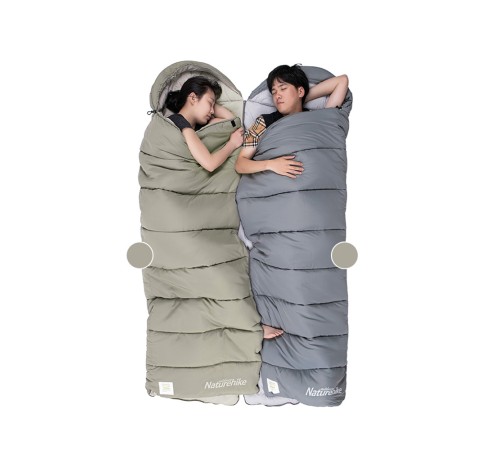 Ультралёгкий спальный мешок Naturehike CNK2350WS023 M300 хлопковый с капюшоном весна осень серый, молния слева