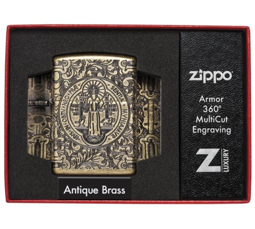 Зажигалка ZIPPO Armor® с покрытием Antique Brass, латунь/сталь, золотистая, матовая, 38x13x57 мм