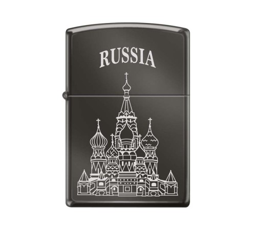 Зажигалка ZIPPO Собор Василия Блаженного, с покрытием Black Ice®, латунь/сталь , чёрная, 38x13x57 мм