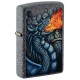 Зажигалка ZIPPO Fiery Dragon с покрытием Iron Stone, латунь/сталь, серая, матовая, 38x13x57 мм