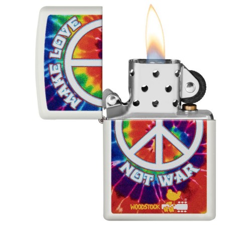 Зажигалка ZIPPO Woodstock® с покрытием White Matte, латунь/сталь, белая, матовая, 38x13x57 мм