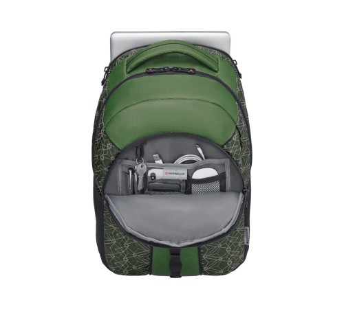 Рюкзак WENGER Sun 16'', зеленый со светоотражающим принтом, полиэстер, 35x27x47 см, 27 л