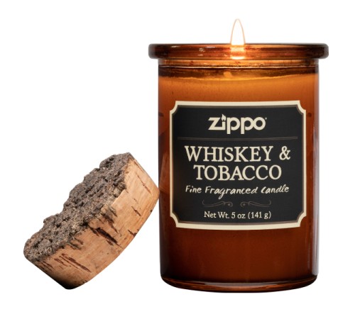 Ароматизированная свеча ZIPPO Whiskey & Tobacco, воск/хлопок/кора древесины/стекло, 70x100 мм