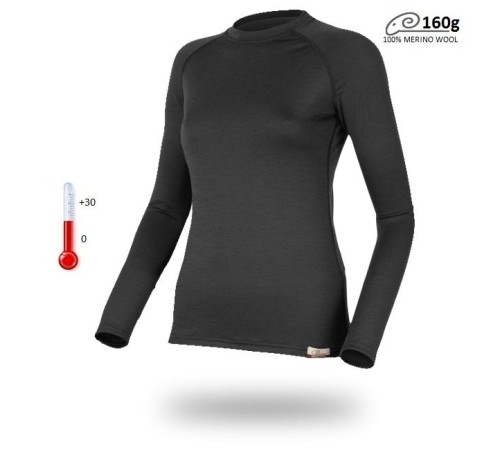 Футболка  женская Atila/ дл. рукав/ шерсть 160/ черный/ XS, Atila9090XS