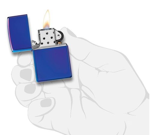 Зажигалка ZIPPO Classic с покрытием High Polish Indigo, латунь/сталь, синяя, глянцевая, 38x13x57 мм
