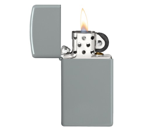 Зажигалка ZIPPO Slim® с покрытием Flat Grey, латунь/сталь, серая, матовая, 29x10x60 мм
