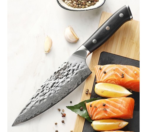 Нож шеф-повара из дамасской стали Keemake 6,5 Inch Chef Knife, черный