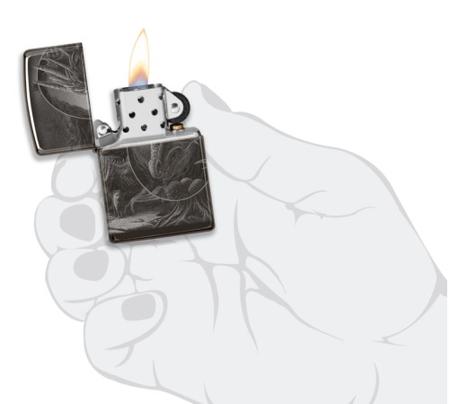 Зажигалка ZIPPO Lisa Parker с покрытием High Polish Black, латунь/сталь, чёрная, 38x13x57 мм
