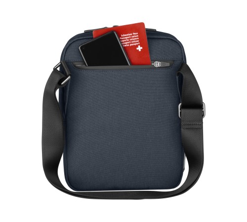 Сумка через плечо VICTORINOX Architecture Urban 2 Crossbody Bag,синий, полиэстер/кожа, 9x22x28 см,6л