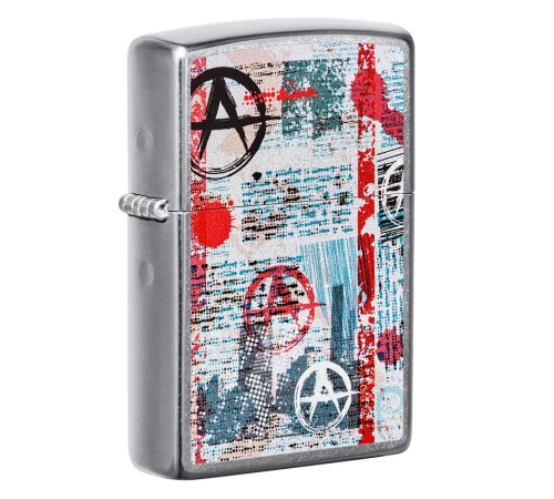 Зажигалка ZIPPO Anarchy Design с покрытием Street Chrome™, латунь/сталь, серебристая, 38x13x57 мм