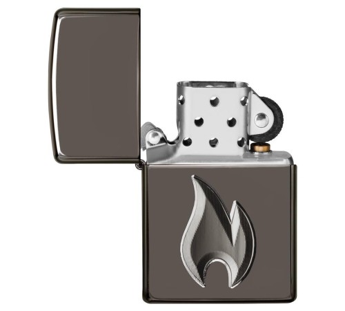 Зажигалка ZIPPO Armor™ с покрытием Black Ice®, латунь/сталь, чёрная, глянцевая, 38x13x57 мм