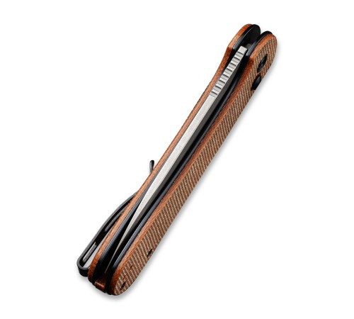 Складной нож CIVIVI Button Lock Elementum 14C28N Steel Gray Stonewashed Handle Brown Micarta