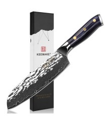 Нож сантоку из дамасской стали Keemake 7 Inch Santoku Knife, синий