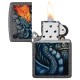 Зажигалка ZIPPO Fiery Dragon с покрытием Iron Stone, латунь/сталь, серая, матовая, 38x13x57 мм