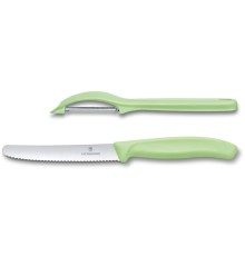 Набор из 2 ножей VICTORINOX Swiss Classic: нож для овощей и столовый нож 11 см, салатовая рукоять