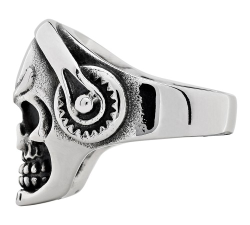 Кольцо ZIPPO, серебристое, в форме черепа, нержавеющая сталь, 2,5x2,6x0,6 см,  диаметр 19,7 мм