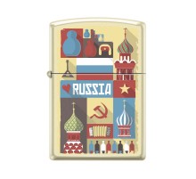 Зажигалка ZIPPO Открытка из России, с покрытием Cream Matte, латунь/сталь, кремовая, 38x13x57 мм