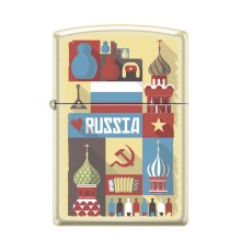 Зажигалка ZIPPO Открытка из России, с покрытием Cream Matte, латунь/сталь, кремовая, 38x13x57 мм